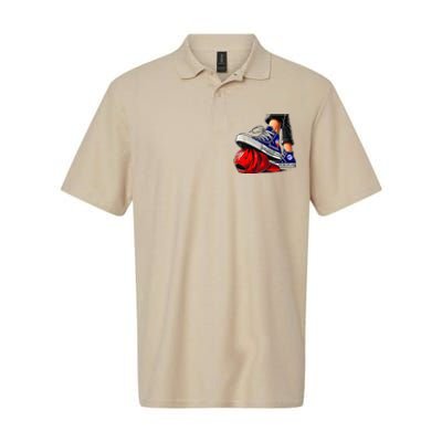 Kamala Harris High Heels Stepping On Red Maga Hat Gift Softstyle Adult Sport Polo