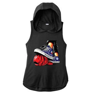 Kamala Harris High Heels Stepping On Red Maga Hat Ladies PosiCharge Tri-Blend Wicking Draft Hoodie Tank