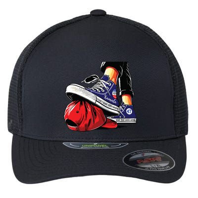 Kamala Harris High Heels Stepping On Red Maga Hat Flexfit Unipanel Trucker Cap
