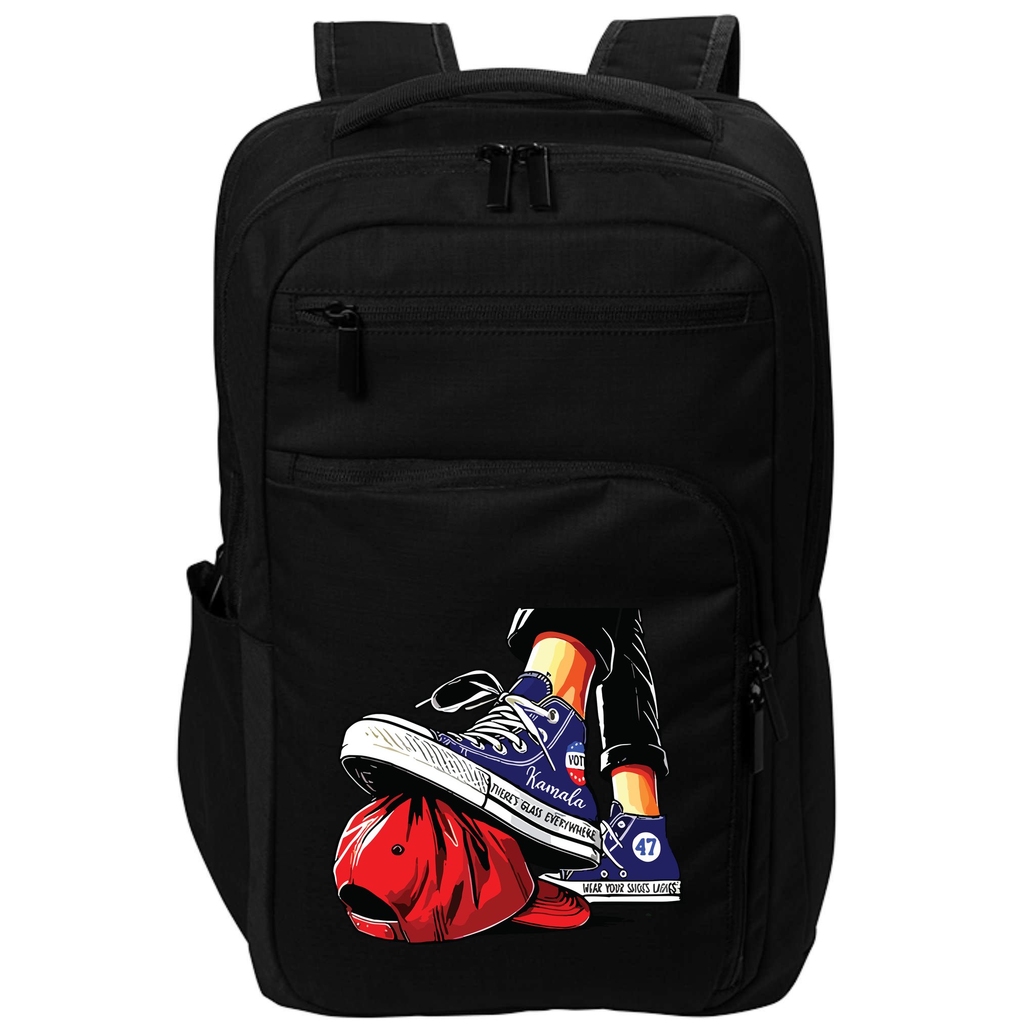 Kamala Harris High Heels Stepping On Red Maga Hat Impact Tech Backpack