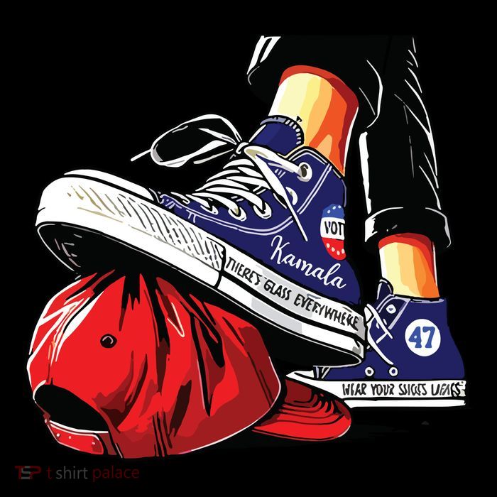 Kamala Harris High Heels Stepping On Red Maga Hat Poster