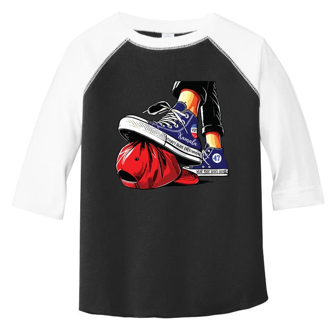 Kamala Harris High Heels Stepping On Red Maga Hat Toddler Fine Jersey T-Shirt