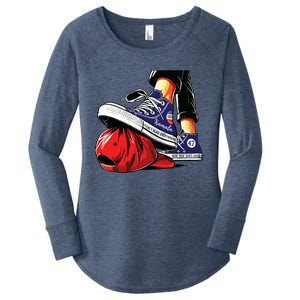 Kamala Harris High Heels Stepping On Red Maga Hat Women's Perfect Tri Tunic Long Sleeve Shirt