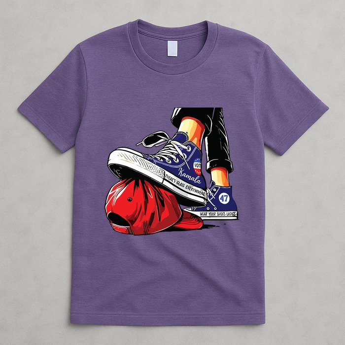 Kamala Harris High Heels Stepping On Red Maga Hat T-Shirt