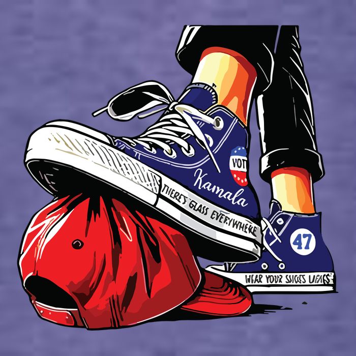 Kamala Harris High Heels Stepping On Red Maga Hat T-Shirt