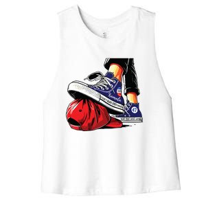 Kamala Harris High Heels Stepping On Red Maga Hat Women's Racerback Cropped Tank