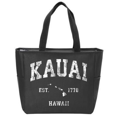 Kauai Hawaii Hi Vintage Athletic Sports Design Zip Tote Bag