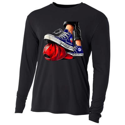 Kamala Harris High Heels Stepping On Red Maga Hat Cooling Performance Long Sleeve Crew