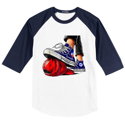 Kamala Harris High Heels Stepping On Red Maga Hat Baseball Sleeve Shirt