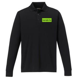 Kamala Hq Heart Brat Green Meme Trend Gen Z Performance Long Sleeve Polo