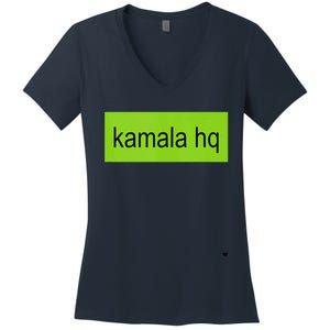 Kamala Hq Heart Brat Green Meme Trend Gen Z Women's V-Neck T-Shirt