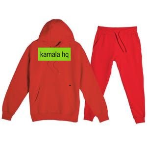 Kamala Hq Heart Brat Green Meme Trend Gen Z Premium Hooded Sweatsuit Set