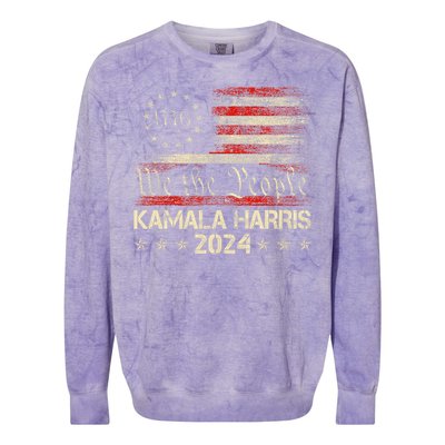 Kamala Harris Harris 2024 Us Flag Democratic President Colorblast Crewneck Sweatshirt