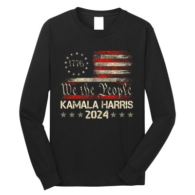 Kamala Harris Harris 2024 Us Flag Democratic President Long Sleeve Shirt