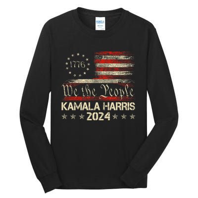 Kamala Harris Harris 2024 Us Flag Democratic President Tall Long Sleeve T-Shirt