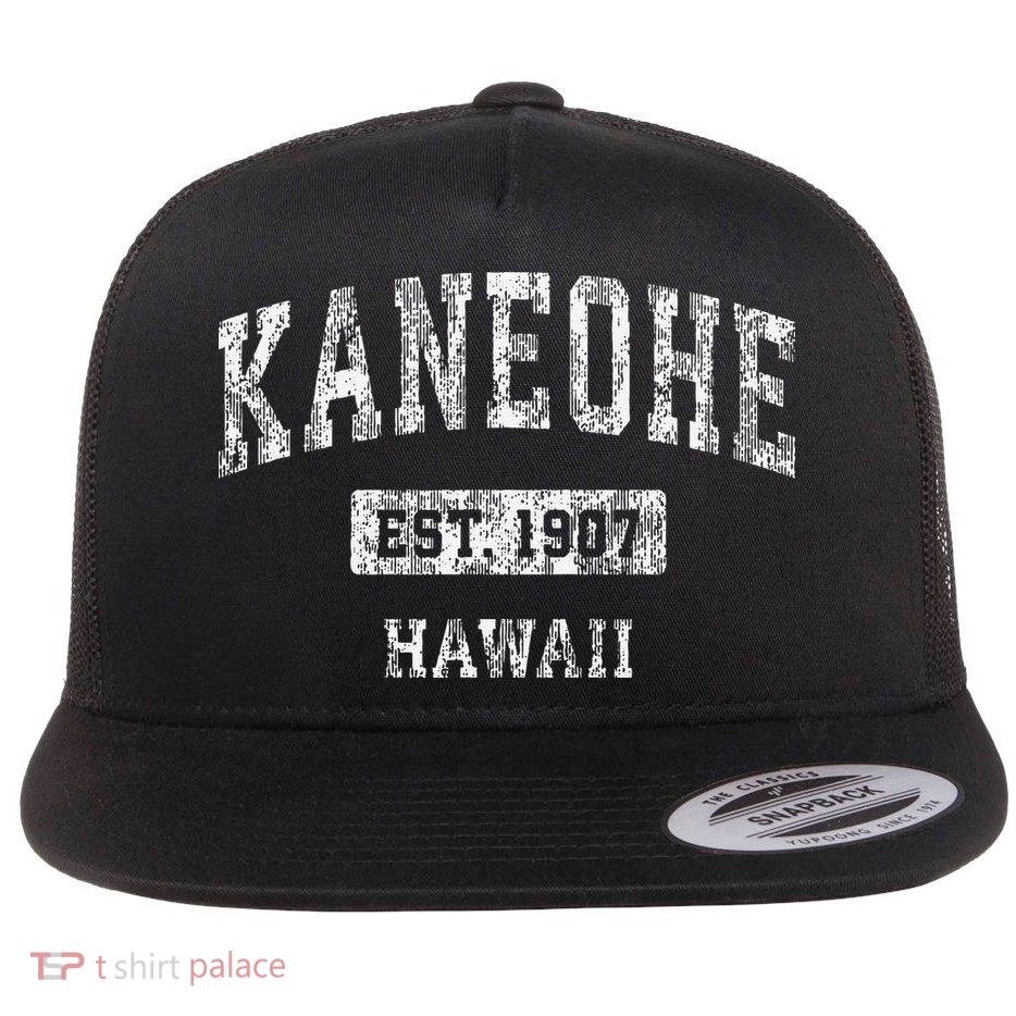 Kaneohe Hawaii Hi Vintage Established Flatbill Hat