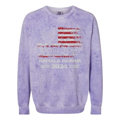 Kamala Harris Harris 2024 Us Flag Democratic President Colorblast Crewneck Sweatshirt