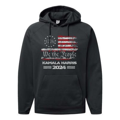 Kamala Harris Harris 2024 Us Flag Democratic President Performance Fleece Hoodie