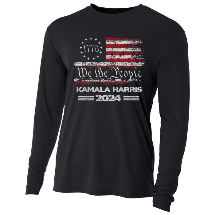 Kamala Harris Harris 2024 Us Flag Democratic President Cooling Performance Long Sleeve Crew