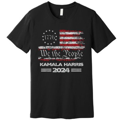 Kamala Harris Harris 2024 Us Flag Democratic President Premium T-Shirt