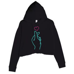 KPop Heart Hand Symbol KDrama Korean Pop Music Fan Gift Crop Fleece Hoodie