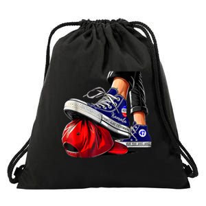 Kamala Harris High Heels Stepping On Red Maga Hat Drawstring Bag