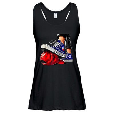 Kamala Harris High Heels Stepping On Red Maga Hat Ladies Essential Flowy Tank