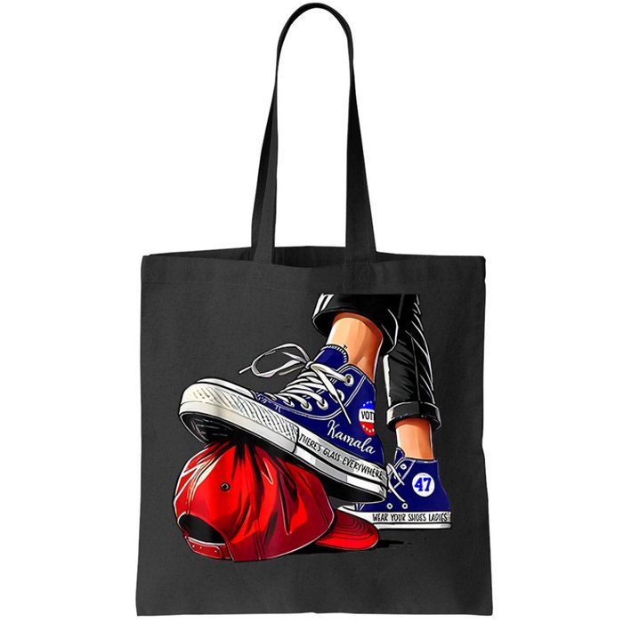 Kamala Harris High Heels Stepping On Red Maga Hat Tote Bag