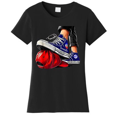 Kamala Harris High Heels Stepping On Red Maga Hat Women's T-Shirt