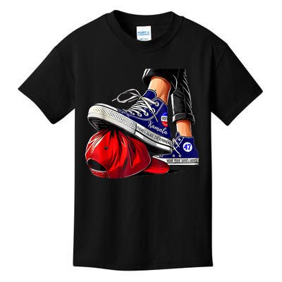 Kamala Harris High Heels Stepping On Red Maga Hat Kids T-Shirt