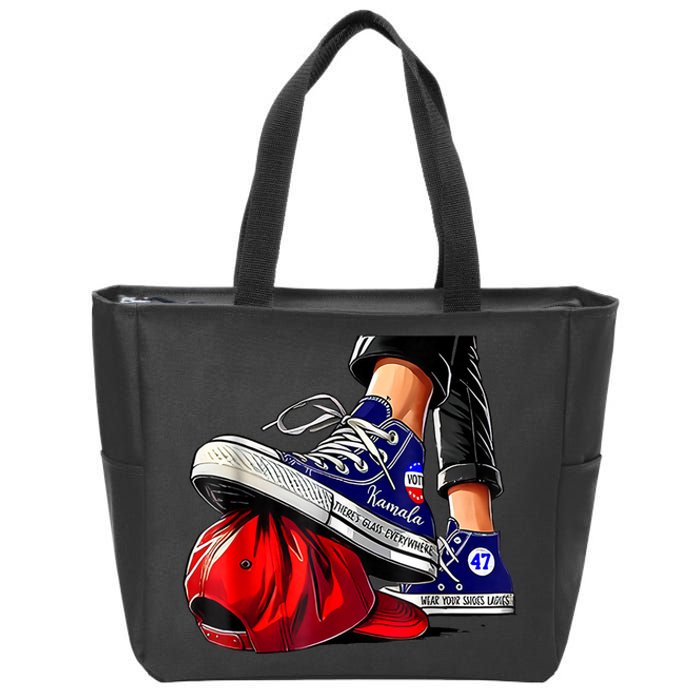 Kamala Harris High Heels Stepping On Red Maga Hat Zip Tote Bag