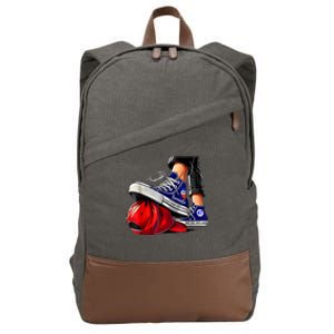 Kamala Harris High Heels Stepping On Red Maga Hat Cotton Canvas Backpack