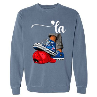 Kamala Harris High Heels Stepping On Red Maga Hat Garment-Dyed Sweatshirt