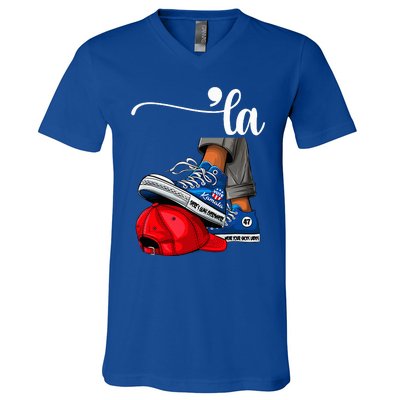 Kamala Harris High Heels Stepping On Red Maga Hat V-Neck T-Shirt