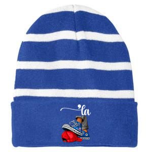 Kamala Harris High Heels Stepping On Red Maga Hat Striped Beanie with Solid Band