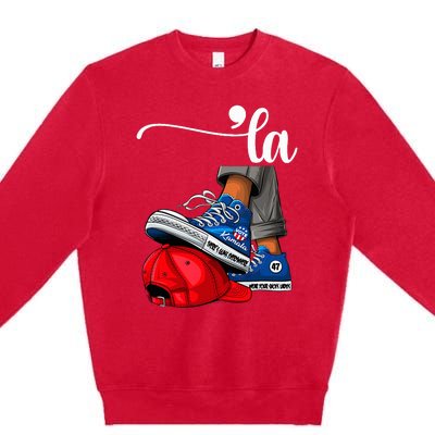 Kamala Harris High Heels Stepping On Red Maga Hat Premium Crewneck Sweatshirt