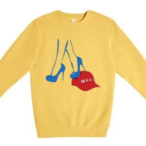 Kamala Harris Heel Stepping On Maga Hat Anti Trump Premium Crewneck Sweatshirt