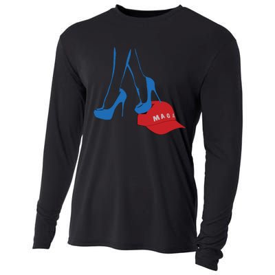 Kamala Harris Heel Stepping On Maga Hat Anti Trump Cooling Performance Long Sleeve Crew