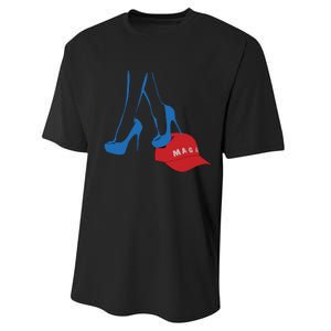 Kamala Harris Heel Stepping On Maga Hat Anti Trump Performance Sprint T-Shirt