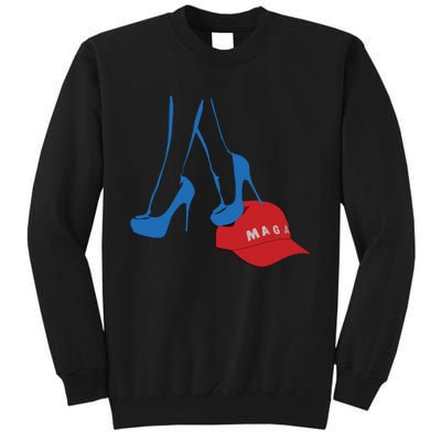 Kamala Harris Heel Stepping On Maga Hat Anti Trump Tall Sweatshirt