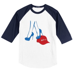 Kamala Harris Heel Stepping On Maga Hat Anti Trump Baseball Sleeve Shirt