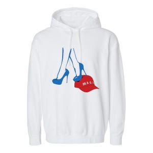 Kamala Harris Heel Stepping On Maga Hat Anti Trump Garment-Dyed Fleece Hoodie