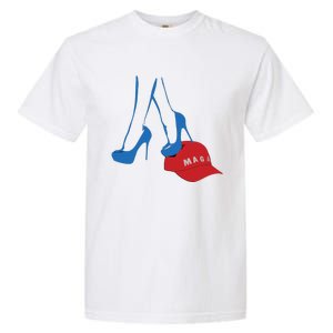 Kamala Harris Heel Stepping On Maga Hat Anti Trump Garment-Dyed Heavyweight T-Shirt