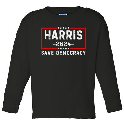 Kamala Harris Harris 2024 Us Flag Democratic President Toddler Long Sleeve Shirt