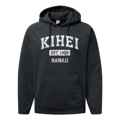 Kihei Hawaii Hi Vintage Sports Performance Fleece Hoodie