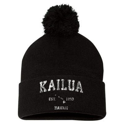 Kailua Hawaii Hi Vintage Athletic Sports Design Pom Pom 12in Knit Beanie