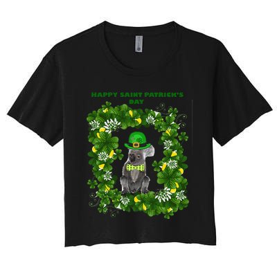 KOALAS HELP Happy Saint Patrick's Day Women's Crop Top Tee