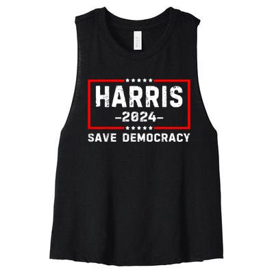 Kamala Harris Harris 2024 Us Flag Democratic President Women's Racerback Cropped Tank