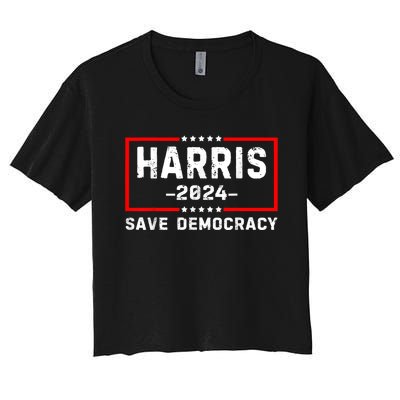 Kamala Harris Harris 2024 Us Flag Democratic President Women's Crop Top Tee