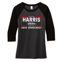 Kamala Harris Harris 2024 Us Flag Democratic President Women's Tri-Blend 3/4-Sleeve Raglan Shirt